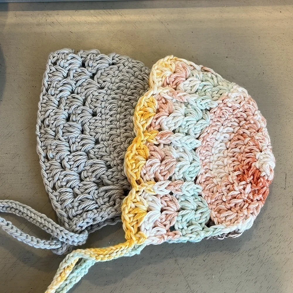 Handmade Cotton Crochet Baby Bonnets